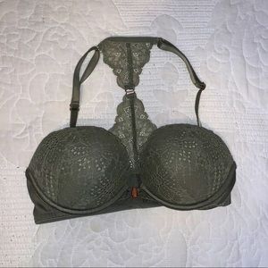 32C pink lacy green bra.